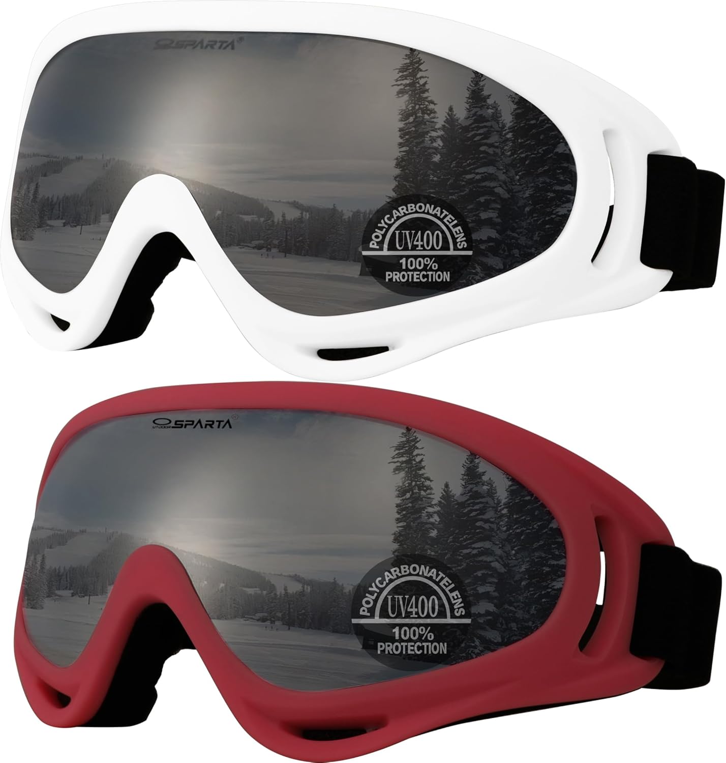 OUTDOOR SPARTA 2-Pack Snow Ski Goggles, Snowboard Goggles for Men, Women, Youth, Kids, Boys or Girls