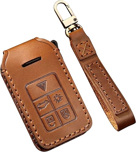 Miniatura 9 de ontto Funda de llavero de 5 botones para Volvo Cuero Genuino Funda de Llave de Coche Bolsa Azul, Azul