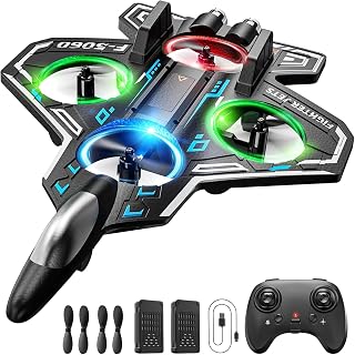 RC Foam Fighter Jet with LED Lights, 360 Flip Stunts, Altitude Hold for Kids