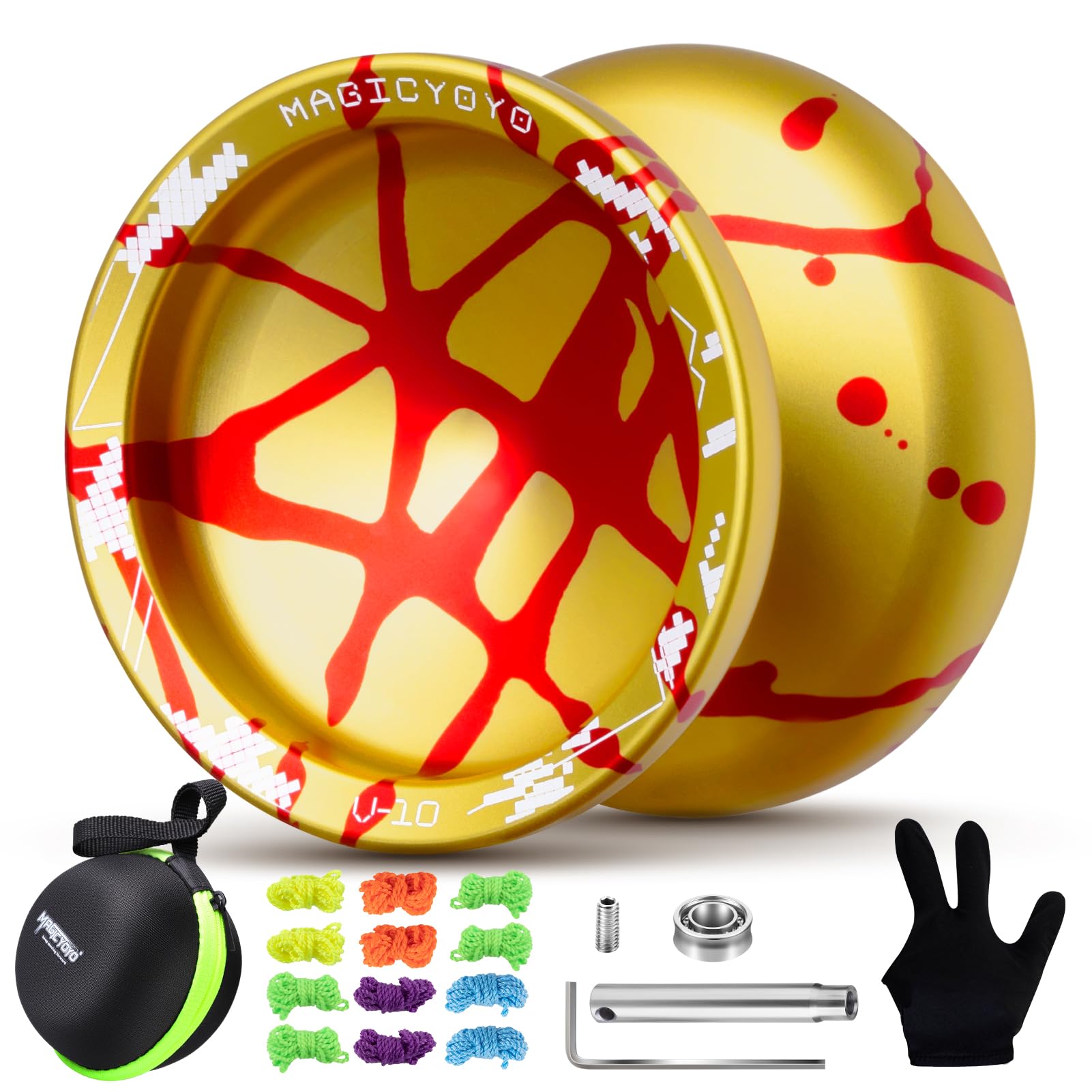 YOSTAR JoJo Profi V10 Plus, JoJo mit Leerlauf und Kugellager, Trick Yoyo für Kinder, Jo-Jo für Responsive Und Unresponsive, Metall Yo-Yo Für Anfänger Und Erwachsene, mit 12 Saiten, Zubehörse YOSTAR JoJo Profi V10 Plus, JoJo mit Leerlauf und Kugellager, Trick Yoyo für Kinder, Jo-Jo für Responsive Und Unresponsive, Metall Yo-Yo Für Anfänger Und Erwachsene, mit 12 Saiten, Zubehörse
