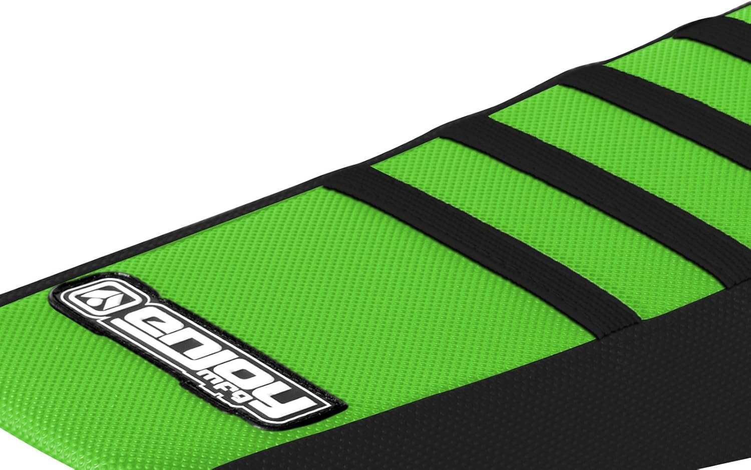Enjoy Mfg Seat Cover - Compatible Fit for 1995-2007 Kawasaki KDX 200 KDX 220 - Black Sides/Green Top/Black Ribs #85