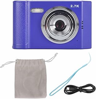Cámara Digital de Xolsurg 48MP 2.7K HD 8X Zoom Compact IPS Display Focus Auto Focus Anti Shake Digital Camera Selfies Viajando Vida (Azul)
