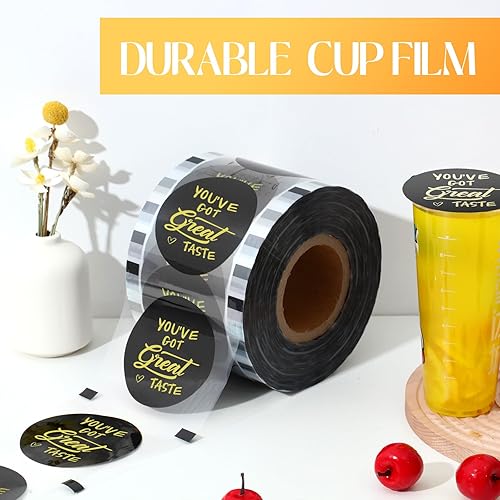 Miniatura 6 de 2 rollos de película selladora de tazas de plástico para tazas de té, 3.543-4.134 in, 6400 tazas de película selladora para vasos de papel de