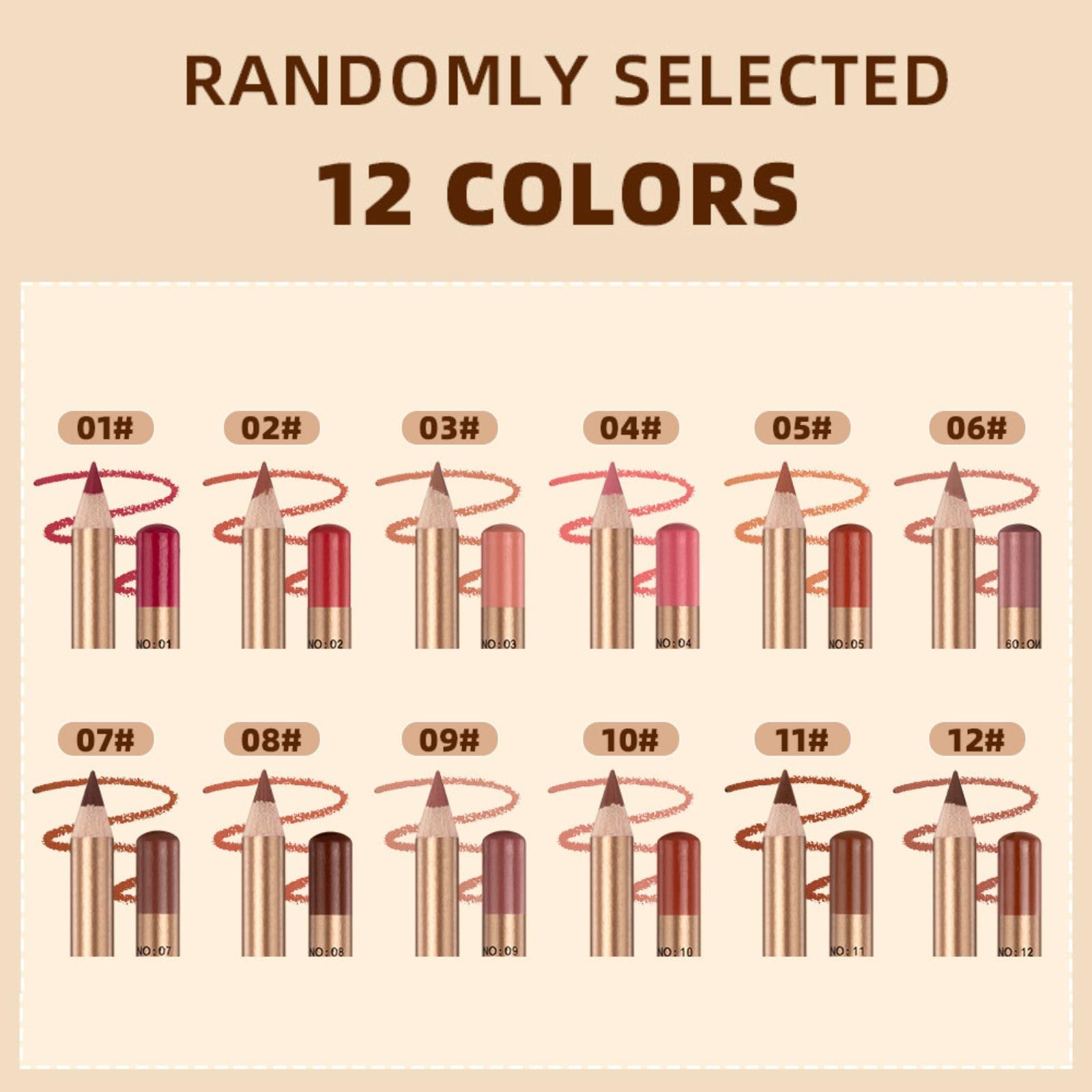 12Pcs Nude Lip Liner Set, Lipstick Pencil Lip Liner Stain, Long-lasting & Waterproof Lip Liner - Image 2