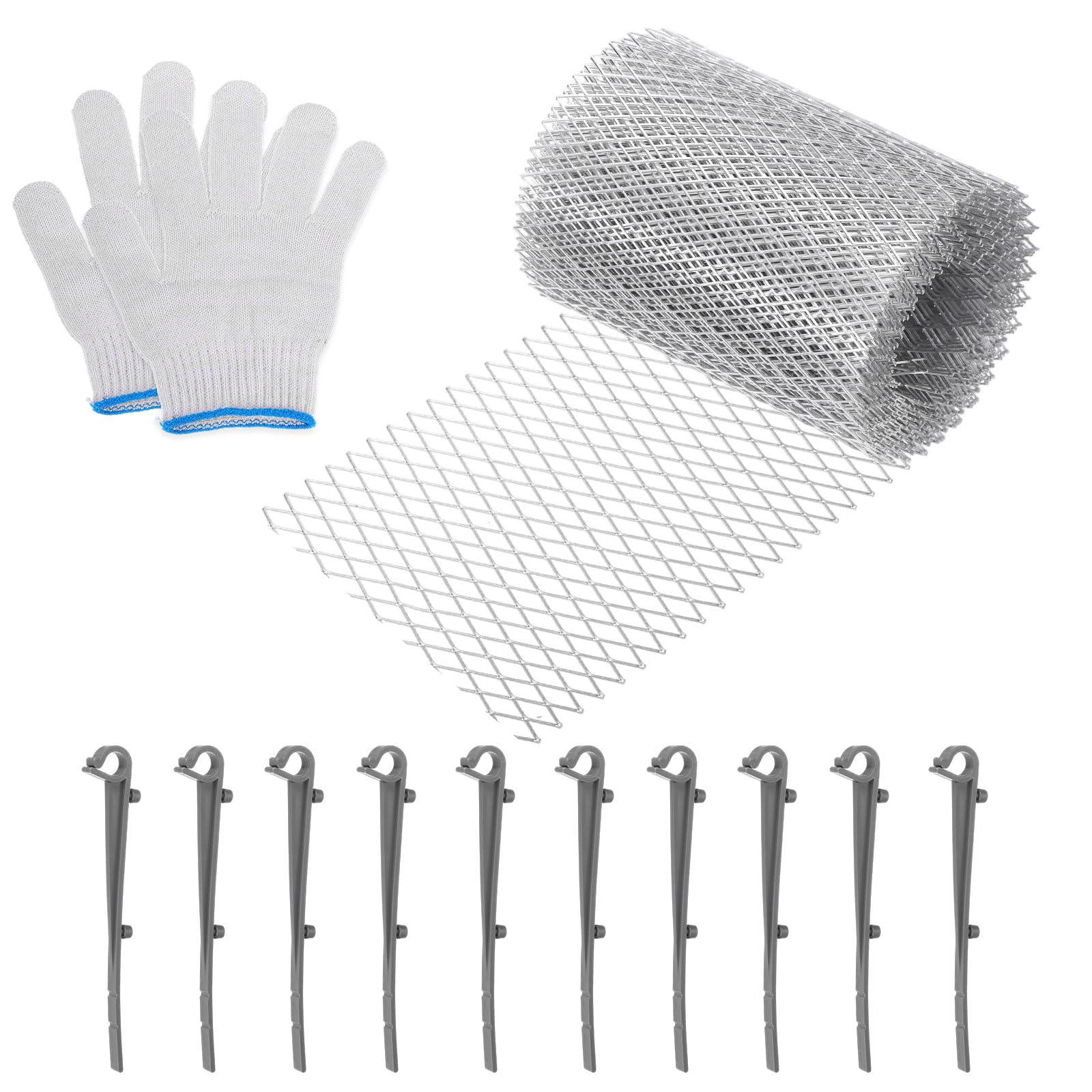 Protection de gouttière alu anti feuilles et débris avec rouleau alu gris de 6,1 m