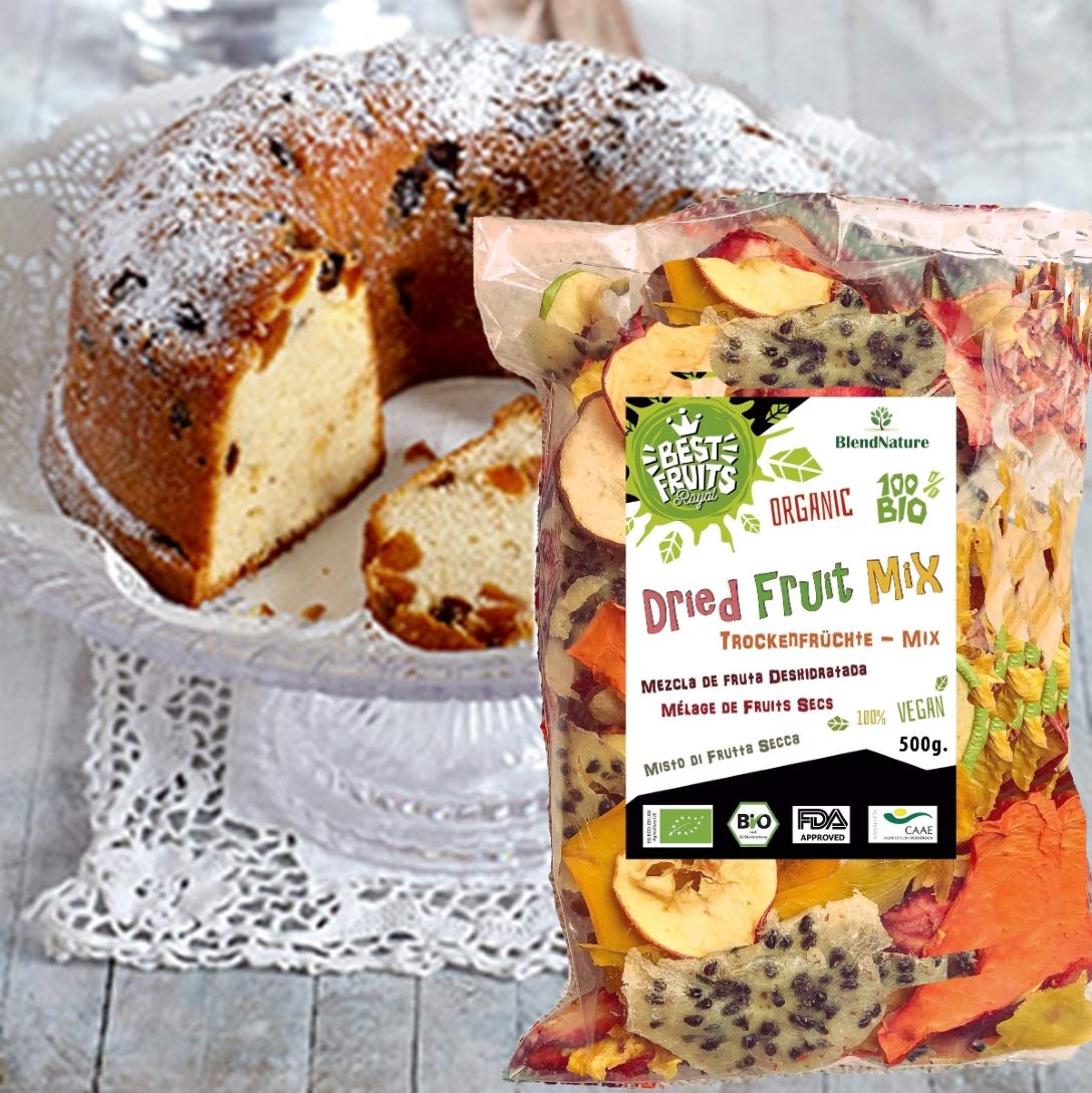 Fruta Deshidratada Sin Azucar Añadido - MIX 10 Mango Naranja Platano Manzana Pera Kaki Melocoton Piña Melon Arandanos 500g - 100% Natural – Ideal para Pasteles Cocteles o Snack – Sin Gluten