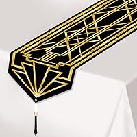 Vista 4 de Beistle 59907 - Camino de mesa de 3 piezas impreso Great 20, negro/dorado, 11 pulgadas x 6 pies