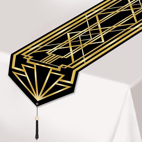 Miniatura 4 de Beistle 59907 - Camino de mesa de 3 piezas impreso Great 20, negrodorado, 11 pulgadas x 6 pies