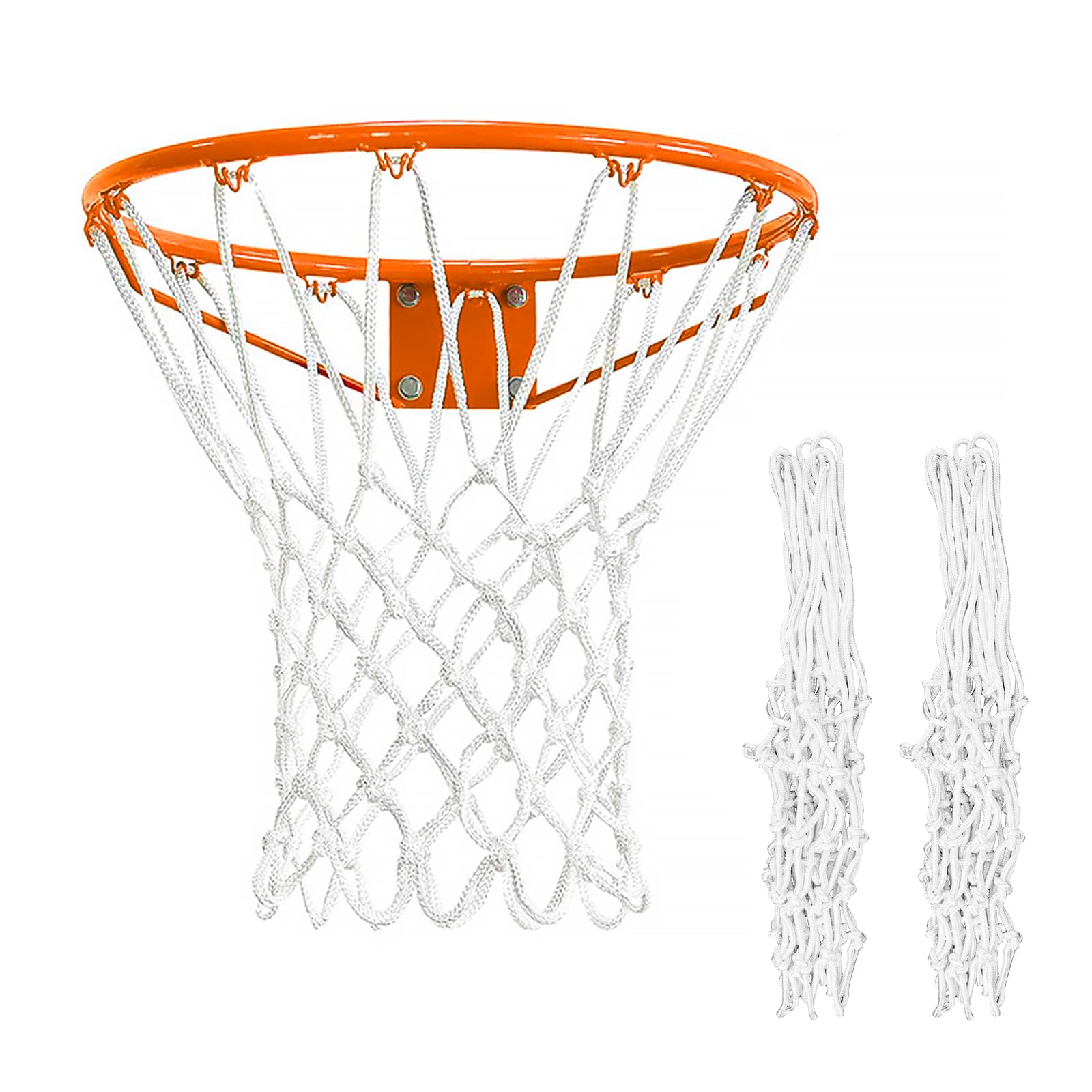 Yooyan 2 Stück Basketballnetz, Basketball Ersatz Netz für Standard 12 Schlaufen Basketballkorbnetz, Basketball Netz für Basketballkorb Drinnen und Draußen (Weiß)