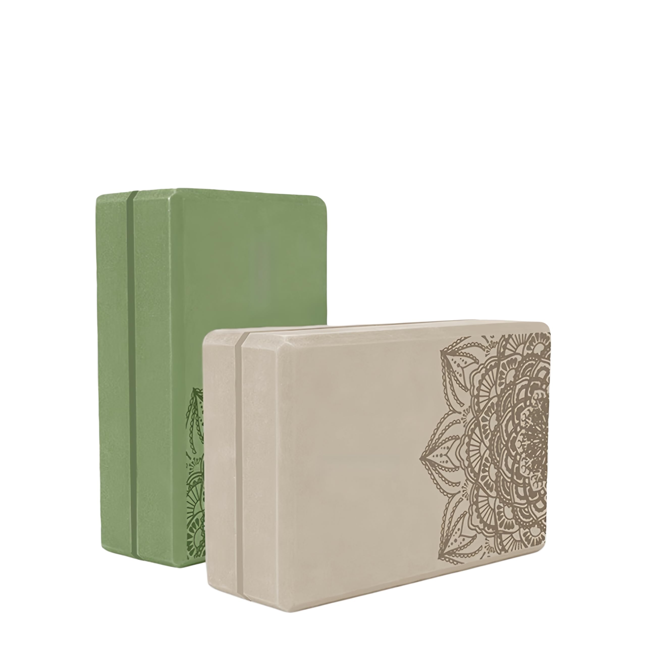 Bloques de yoga EVA, paquete de 2, ladrillos de yoga antideslizantes de alta densidad con patrón de mandala, 9 x 6 x 3 pulgadas para yoga, pilates, estiramiento