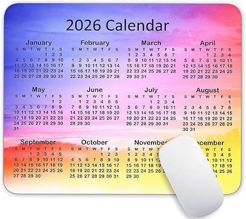 Miniatura 7 de Alfombrilla de mouse con calendario, calendario geométrico 2026, edición vertical, alfombrilla de mouse para juegos con diseño personalizado, base