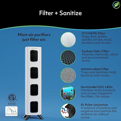 Miniatura 9 de Air Oasis iAdapt 2.0 H13 - Purificador de aire con filtro HEPA Reduce hasta el 99% de los virus, moho, polvo, humo, polen y olores Funcionamiento