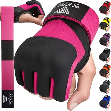 WYOX Neoprene Gel Boxing Hand Wraps Inner Gloves for Men & Women 80cm/31in Quick Wrist Strap, Padded Knuckle Protection, Fingerless MMA Muay Thai Kickboxing Wraps for Training & Martial Arts