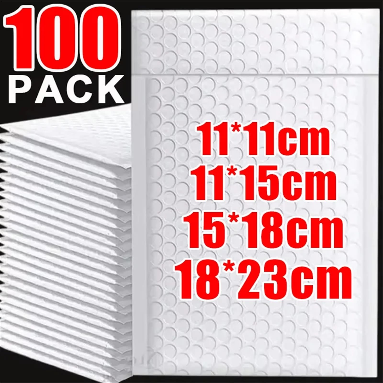 100/10 unidades de sobres acolchados impermeables espuma for envíos, organizador embalaje plástico autoadhesivo para joyas, cosméticos(50PCS,15x18cm)