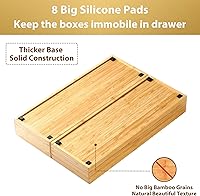 Vista 3 de Umilife Organizador de utensilios de cocina de bambú, portacubiertos de cajón alto extra largo, caja de almacenamiento de cubiertos planos, divisor