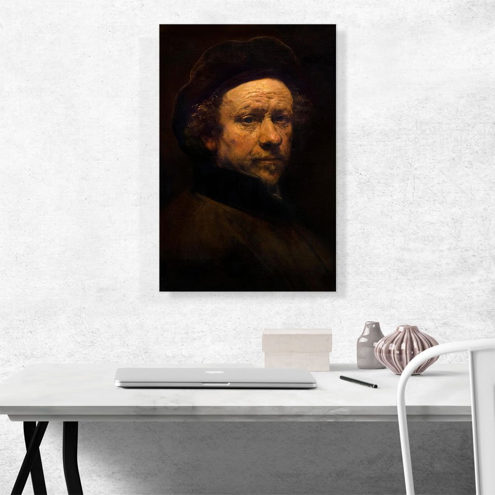 ARTCANVAS Self-Portrait with Beret and Turned-Up Collar 1659 Canvas Art Print Stretched Framed Painting Picture Poster Giclee Wall Decor by Rembrandt van Rijn - 26