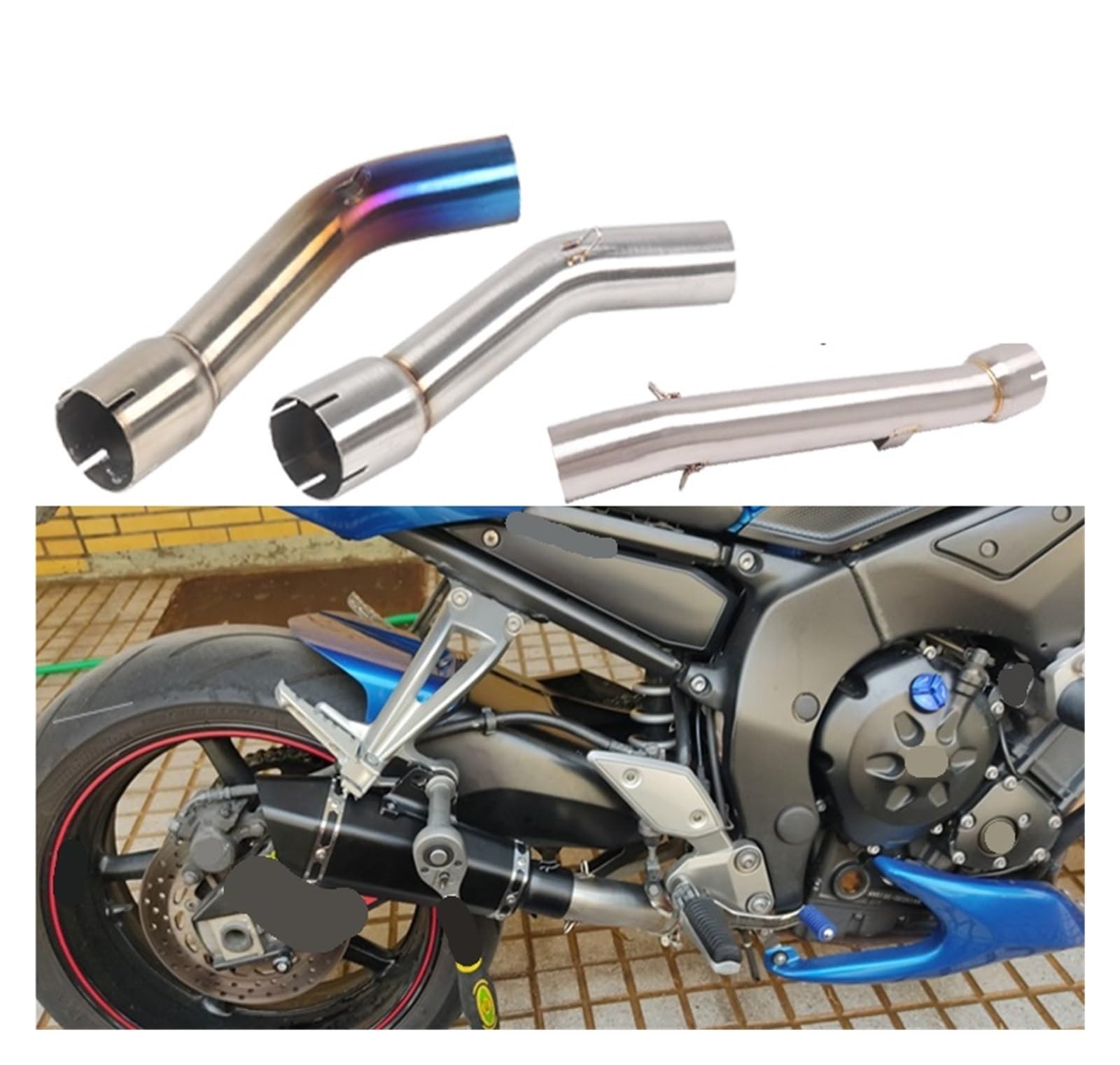 Motorrad Auspuff Slip On Für FZ1 FZ1N FZ1000 2001–2015 Jahre Motorrad-Auspuff-Mittelverbindungsrohr Moto Edelstahl-Schalldämpfer