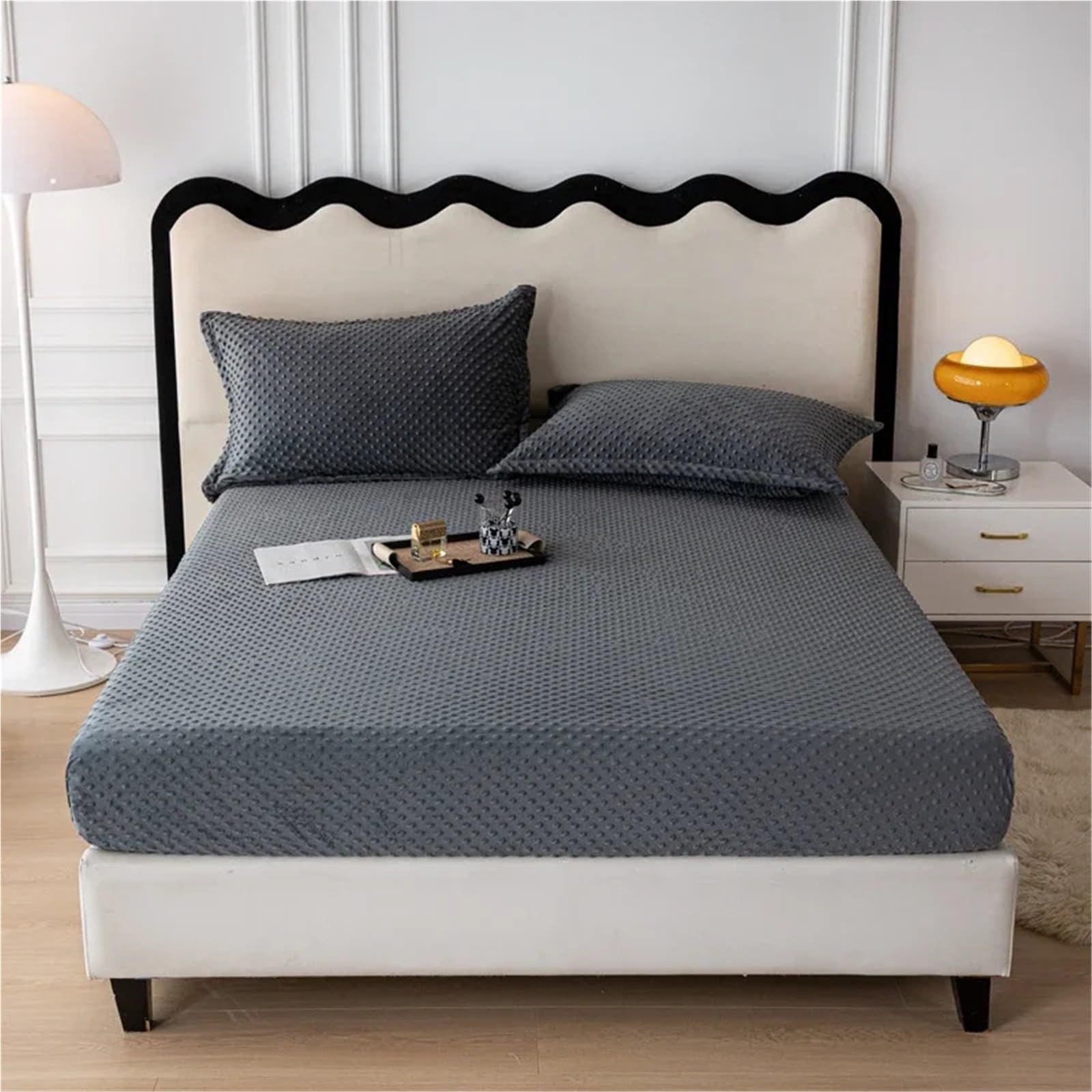 Sábana Bajera de Felpa Sábana Ajustable de Terciopelo, Funda Cama Lisa, Fundas colchón Invierno, sin Almohada, 1 ud(Light Pink,180x200cm 1pc)