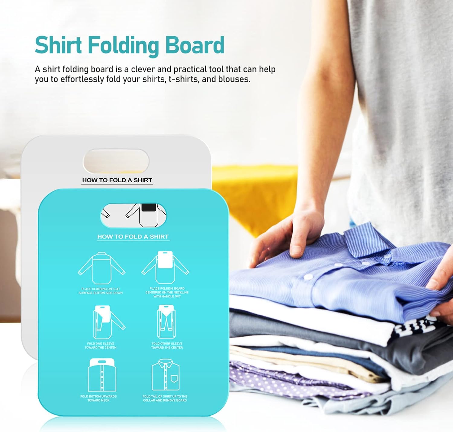 Cabilock 2pcs Shirt Folder Clothes Folding Board Reusable Plastic Laundry Folder, Shirt Folding Laundry Folding Boards for Clothing & Garments for Adults, Children