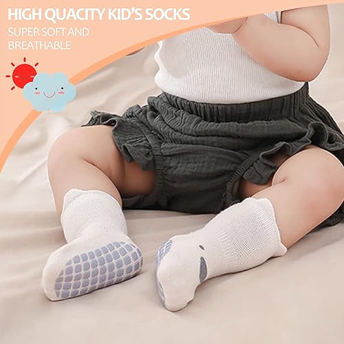 Miniatura 2 de TRUEHAN 5 pares de calcetines antideslizantes con puños para bebés, para niños y niñas
