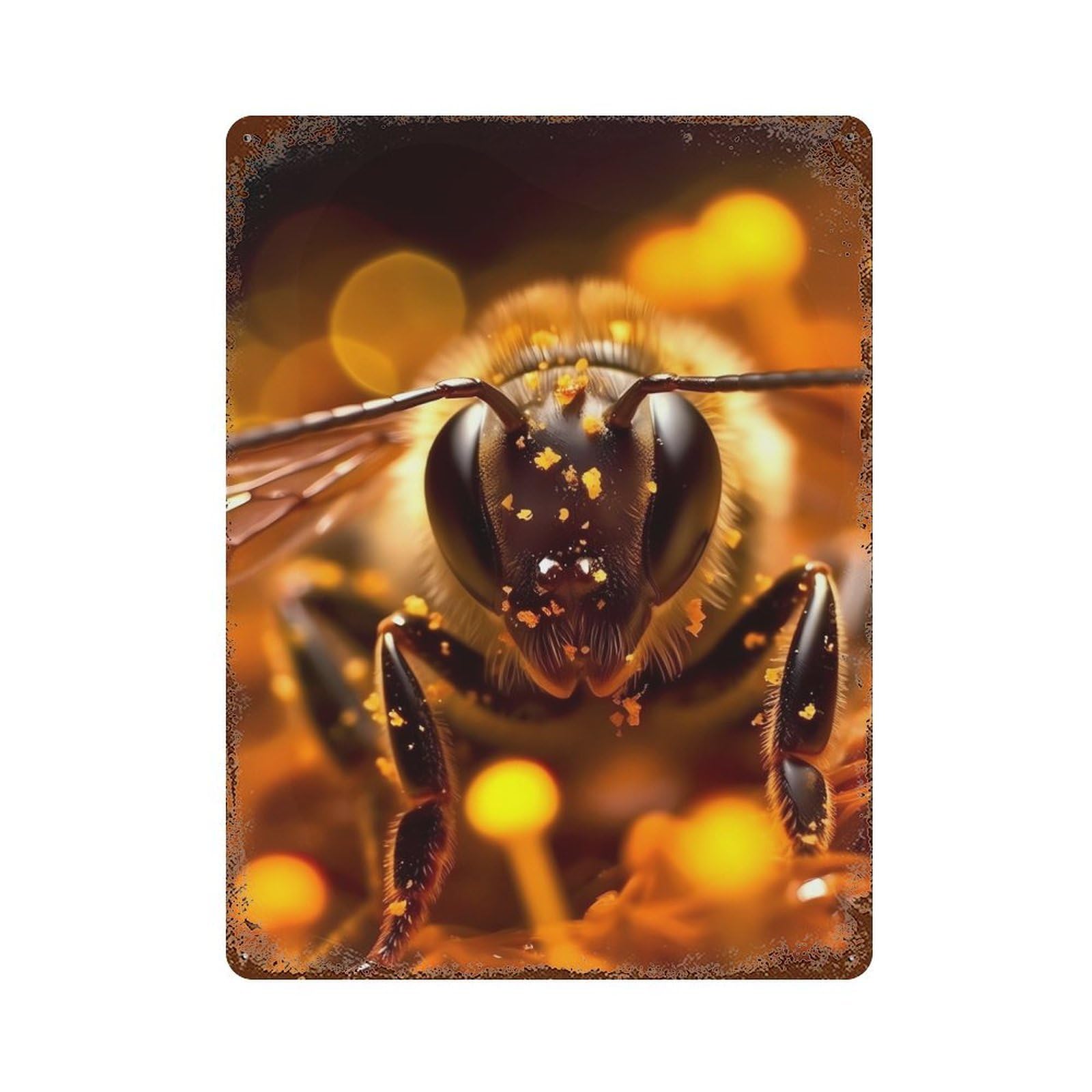 Garage Style Bee Honey Rustic Tin Plaque 15.7"x11.8", Industrial Home Decor for Bar And Workshop
