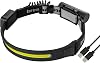 Brennenstuhl LuxPremium SL 500 A battery sensor LED sensor head lamp, rechargeable head lamp forehead lamp with USB C red light, IP44, COB-LED, 500 lm, max. 22 hours lighting time, 18650 [Energy Class E]
