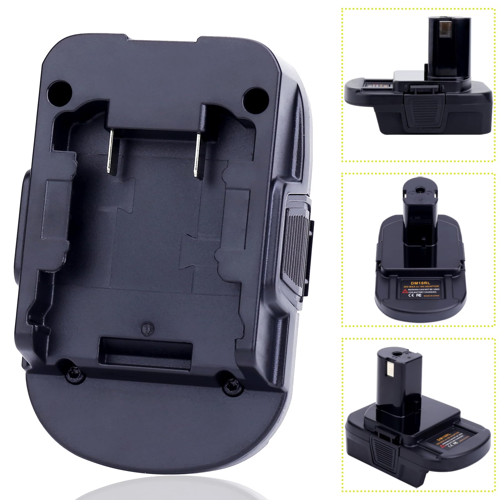 Tulepowceeng Paquete de 2 adaptadores de batería compatibles con herramientas Ryobi ONE+ de 18 V, compatible con Dewalt de 20 V y compatible con batería de litio Milwaukee de 18 V para trabajar con