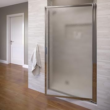 Basco Sopora 27.25- 29 in. Width, Pivot Shower Door, Obscure Glass, Silver Finish