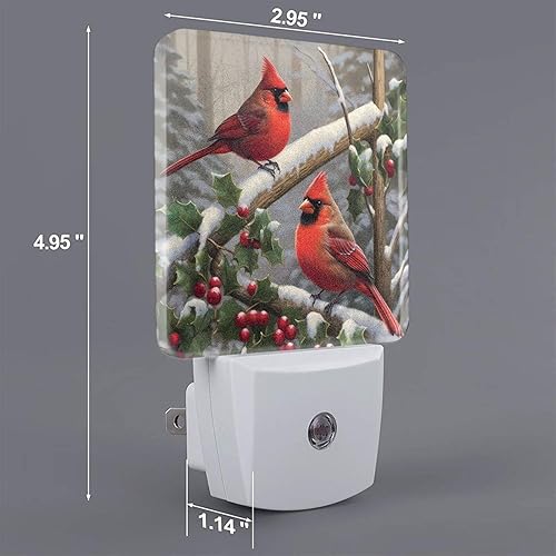 Miniatura 2 de Juego de 2 luces nocturnas de nieve de invierno, con sensor automático de pájaros, luces nocturnas LED del anochecer al amanecer, lámpara con sensor