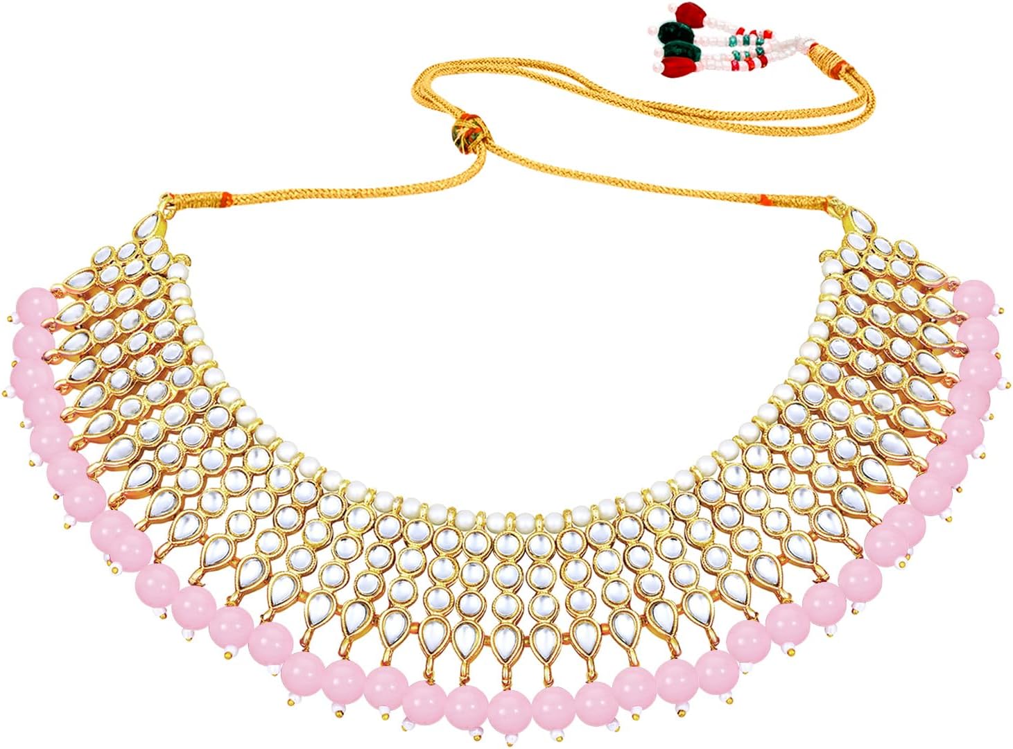 Aheli Indian Blue Color Beaded Necklace Dangle Earrings Maang Tikka Indian Bollywood Style Fashion Ethnic Bharatanatyam jewellery set Gift for Women - Image 7