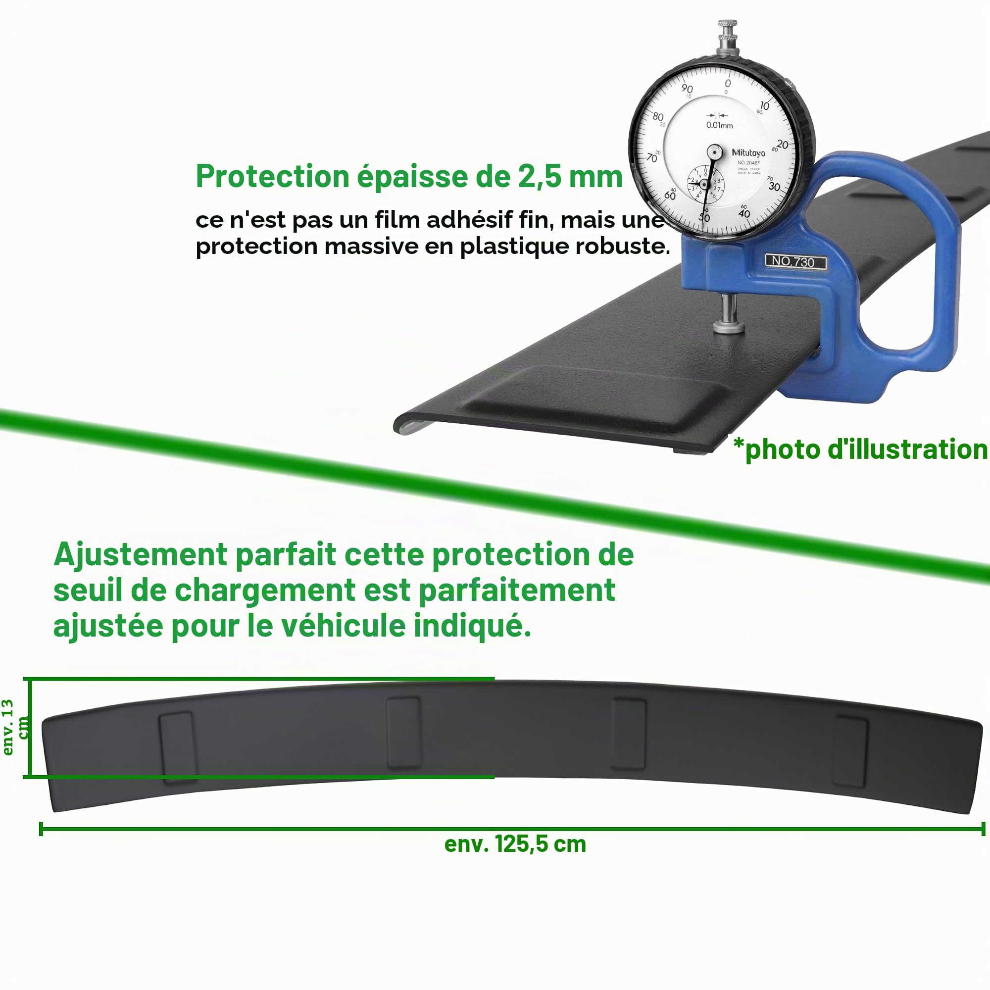 RECAMBO CT-ABS-18 Protection de seuil de coffre Arrière noir