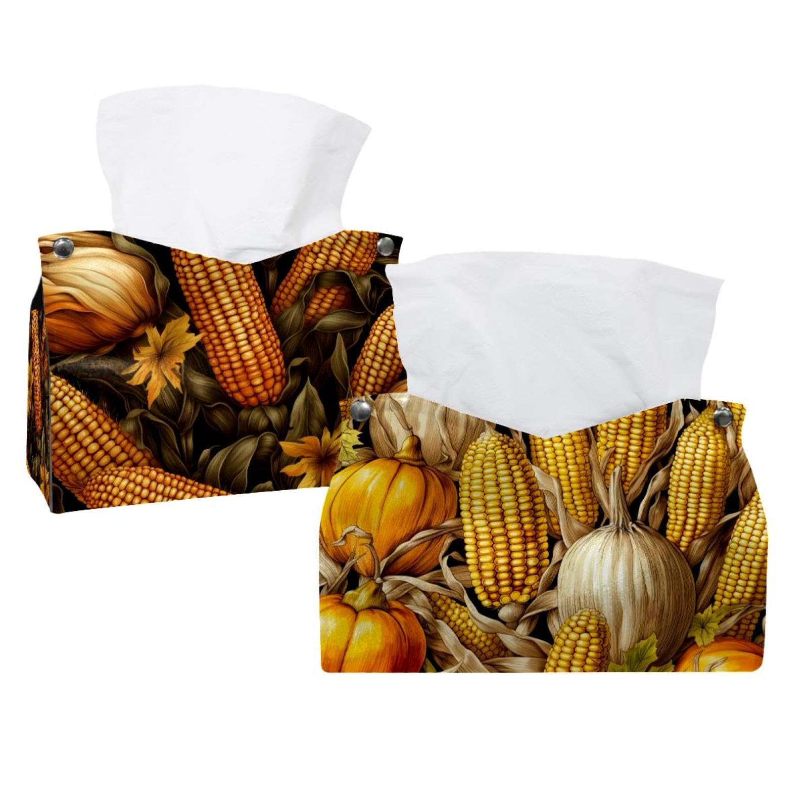 Boîte à mouchoirs en cuir grainé haut de gamme pour intérieur raffiné x2
