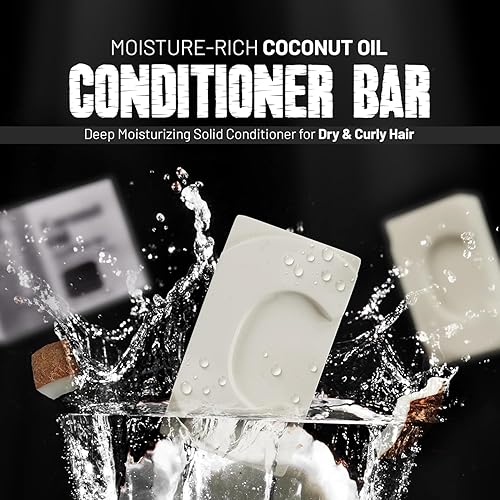 Miniatura 2 de Herbishh Barra de champú de aceite de ricino + barra de acondicionador de aceite de coco, juego nutritivo de cuidado del cabello sólido para cabello