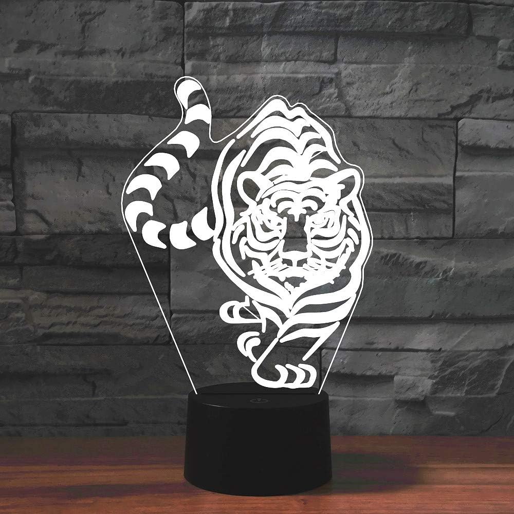 Night Light for Kids 3D Tiger Led Lamp with Remote Control 16 Color Changing Xmas Birthday Gift for Child