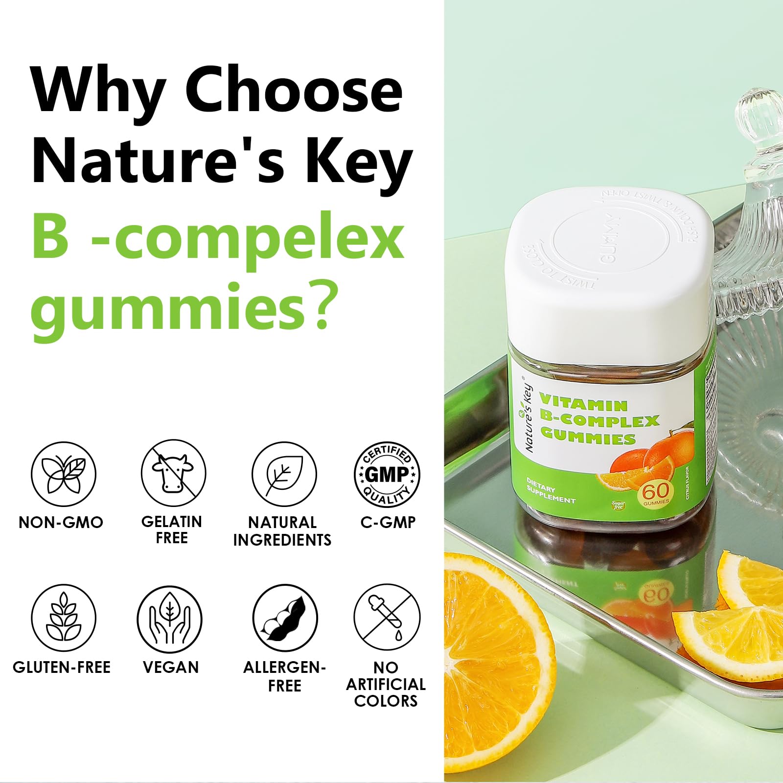 Nature's Key Vitamin B-Complex Gummies for Women & Men - Vitamin B1, B2, B3, B5, B6, B7, B9, B12 Supplements for Immune & Cellular Energy Support, Orange Flavor, 60 Count (30 Days Supply) — Amazon image 4
