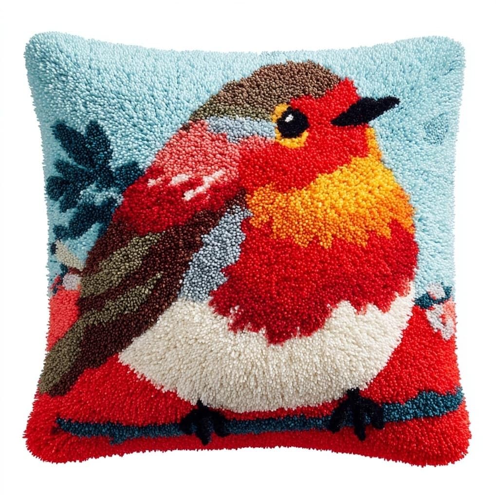 AxiangziK DIY Latch Hook Kits 43x43cm,Lovely Robin