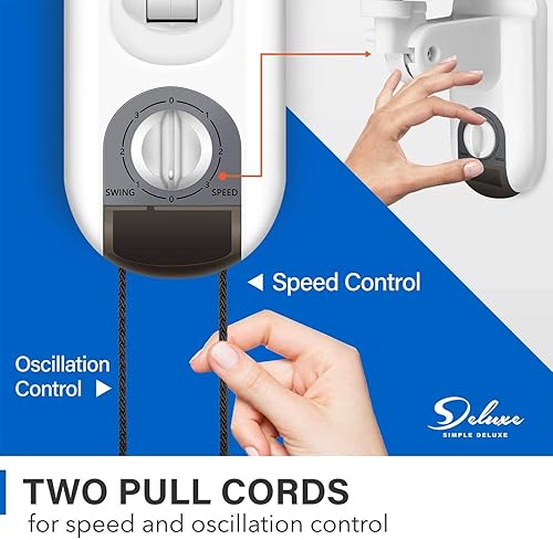 Miniatura 4 de HealSmart Ventiladores digitales de montaje en pared para el hogar de 16 pulgadas, inclinación ajustable, 90 grados, 3 ajustes de velocidad, 1