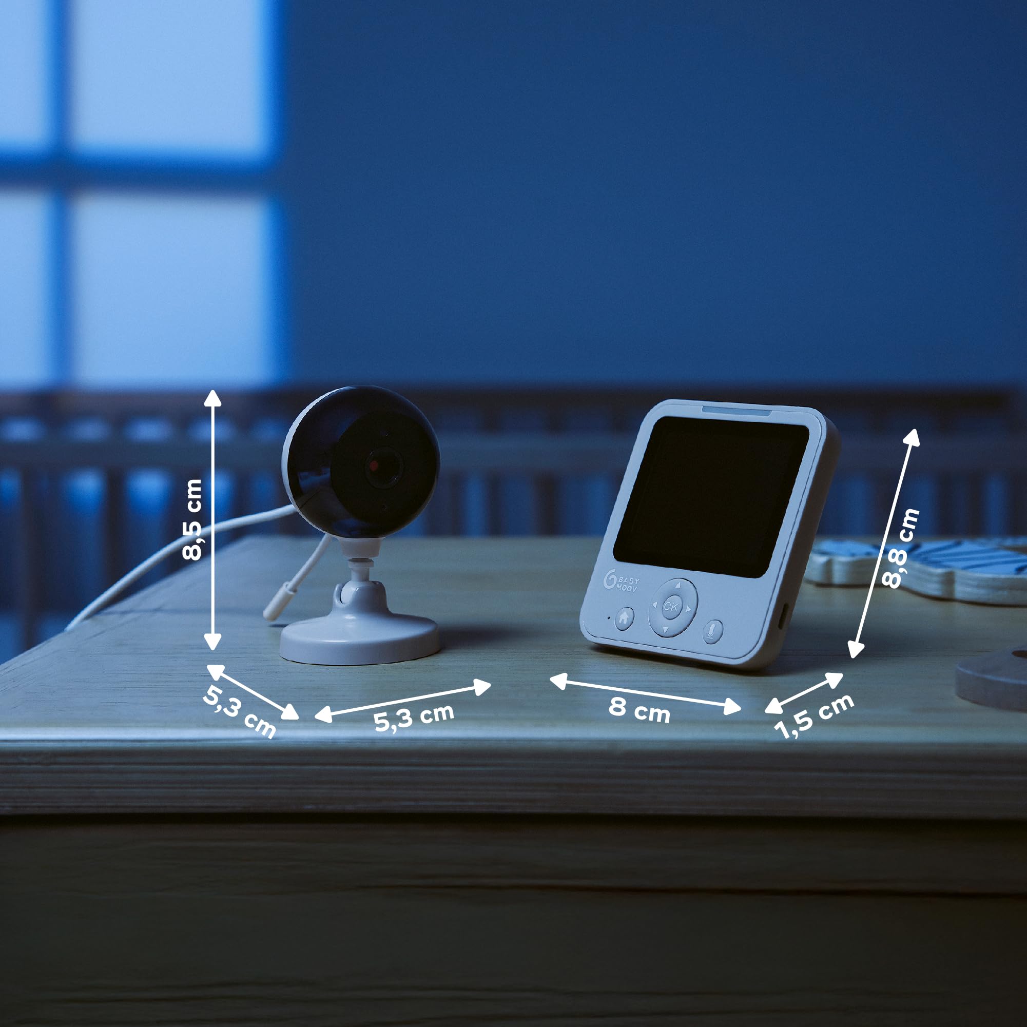 Babymoov - Babyphone cámara Yoo Start - Pantalla de batería - 300 m de alcance - Visión nocturna y función VOX - Canciones - Garantía de por vida