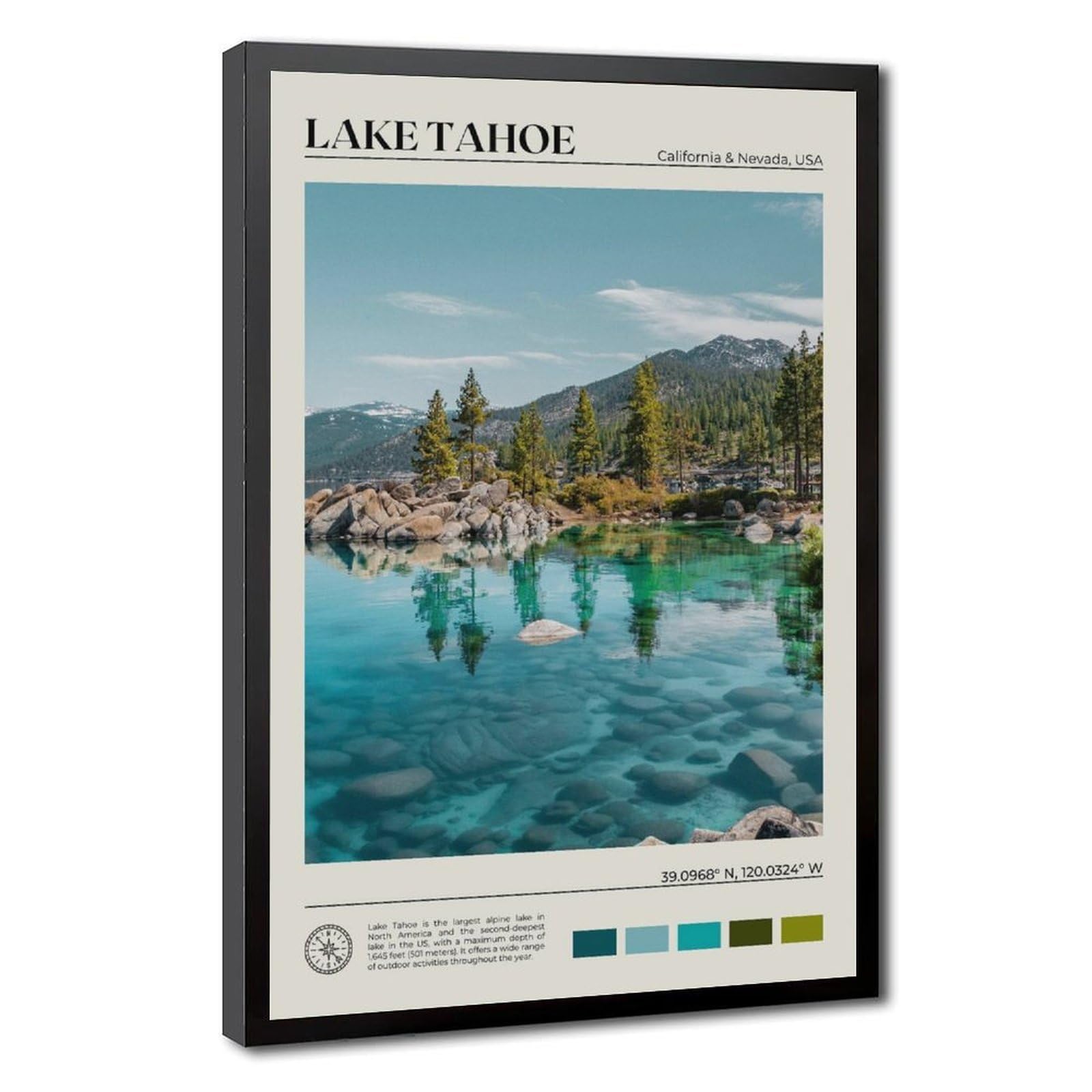 Bareronor Lake Tahoe Canvas Poster for Home Decor Gift