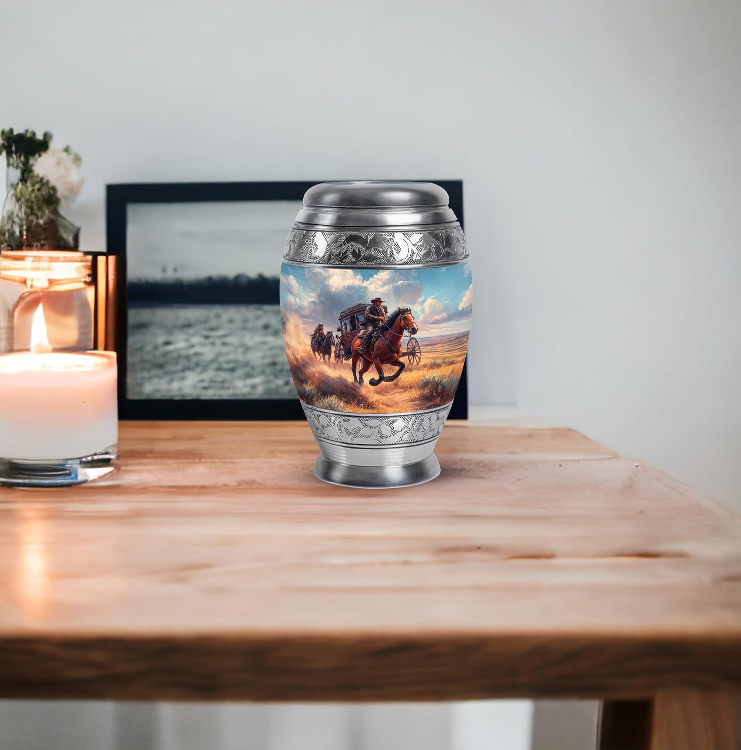 Cowboys Little Memorial Funeral Urns - Keepsake Burial Urn for Ashes Adult Male - Small Cremation Urns for Human Ashes Adult Female - 3 Inch Set of 4 - Decorative Urn for Mom & Dad
