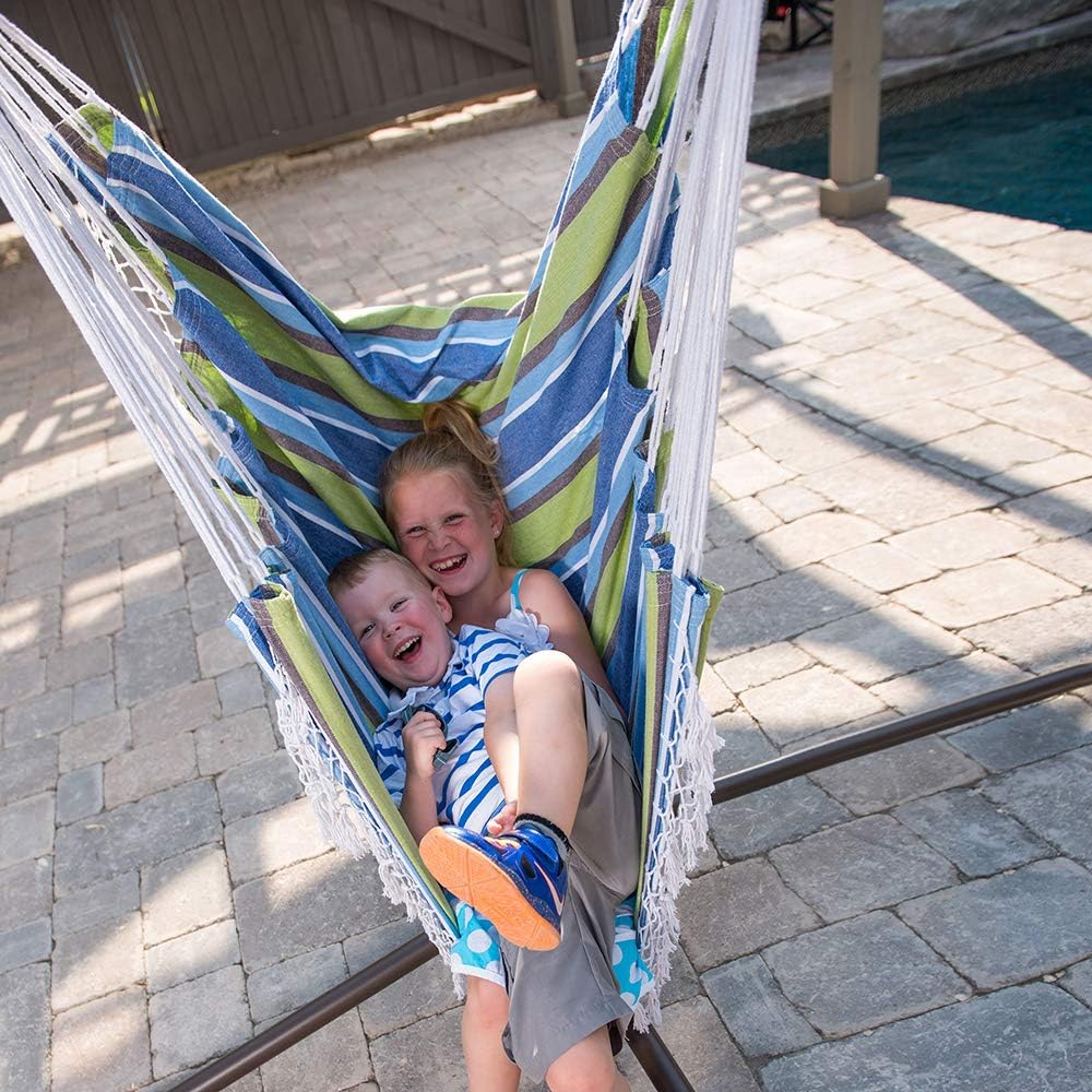 Vivere Brazilian Style Cotton Hammock Chair with Polyester Ropes - 250 lb Weight Capacity