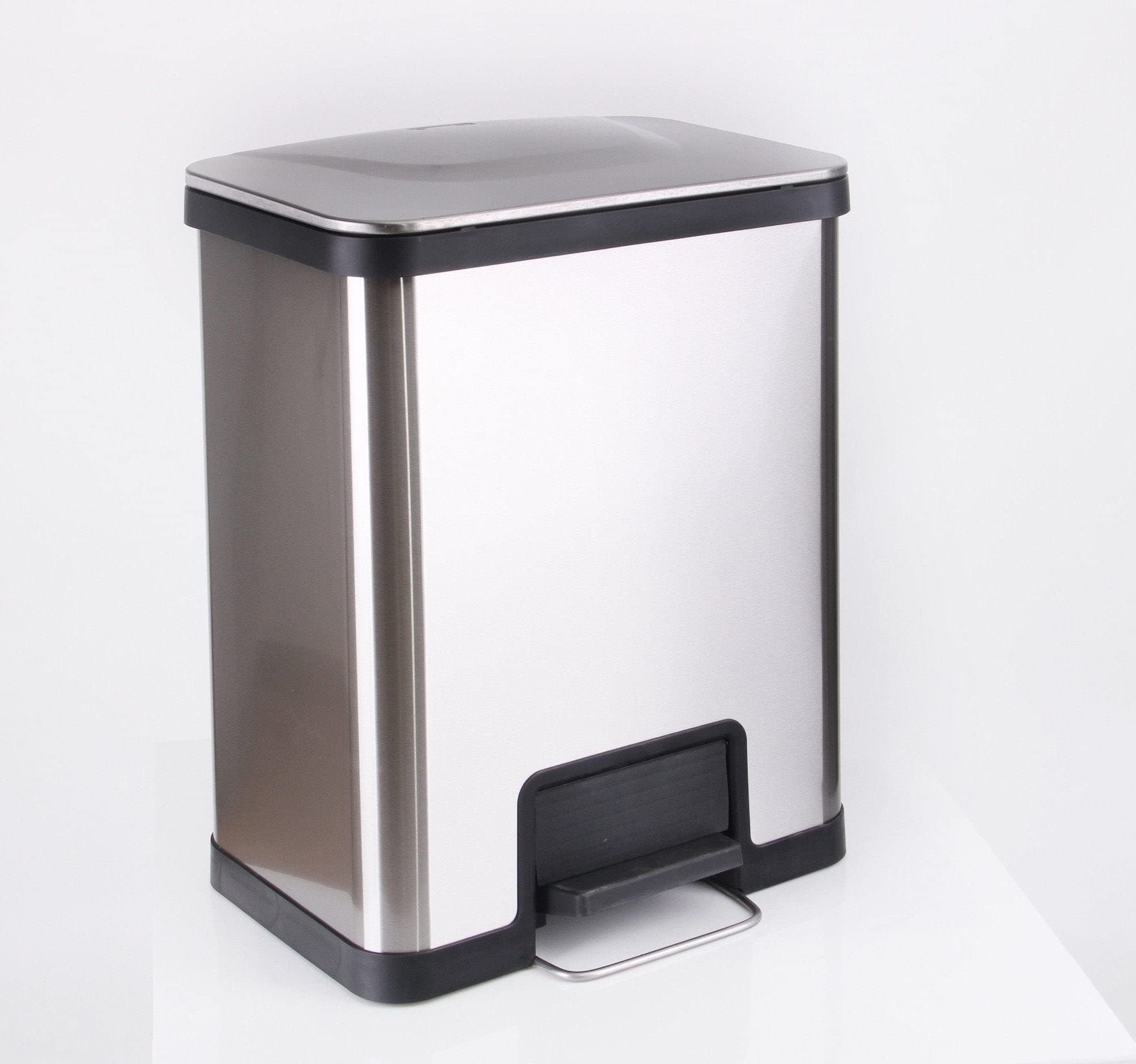 KITCHEN MOVE - Pattumiera a Pedale in Acciaio Inox, di Alta qualità, Stile Attuale, in ABS, plastica e Acciaio Spazzolato, Dimensioni: 42 x 28 x 51,8 cm, Riferimento: BAT-42LU SS