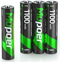 Vista 1 de Paquete de 4 baterías AAA recargables, pilas recargables AAA de 1100 mAh NiMH, batería triple A recargable de 1.2 V, pilas recargables AAA de alta