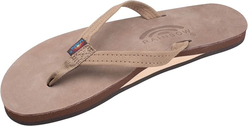 Sandalias Rainbow para mujer Sandalia de cuero de una sola capa Correa estrecha