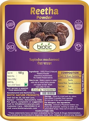 Miniatura 2 de Naturix Polvo natural de Aritha - Reetha Powder - Ritha - Jabones (Sapindus Mukorossi) para cabello - 3.53 oz