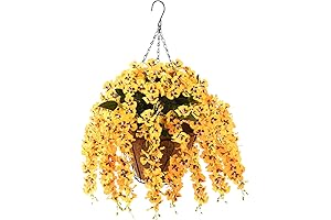 Artificial Fake Hanging Basket Orchid Flower with 10-inch Coconut Palm Flowerpot