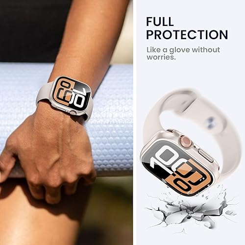 Vista 45 de Tensea - Funda protectora de pantalla impermeable para Apple Watch (2 en 1) para Apple Watch Serie SE 7, 5, 4, accesorios de 45 mm, iWatch protector