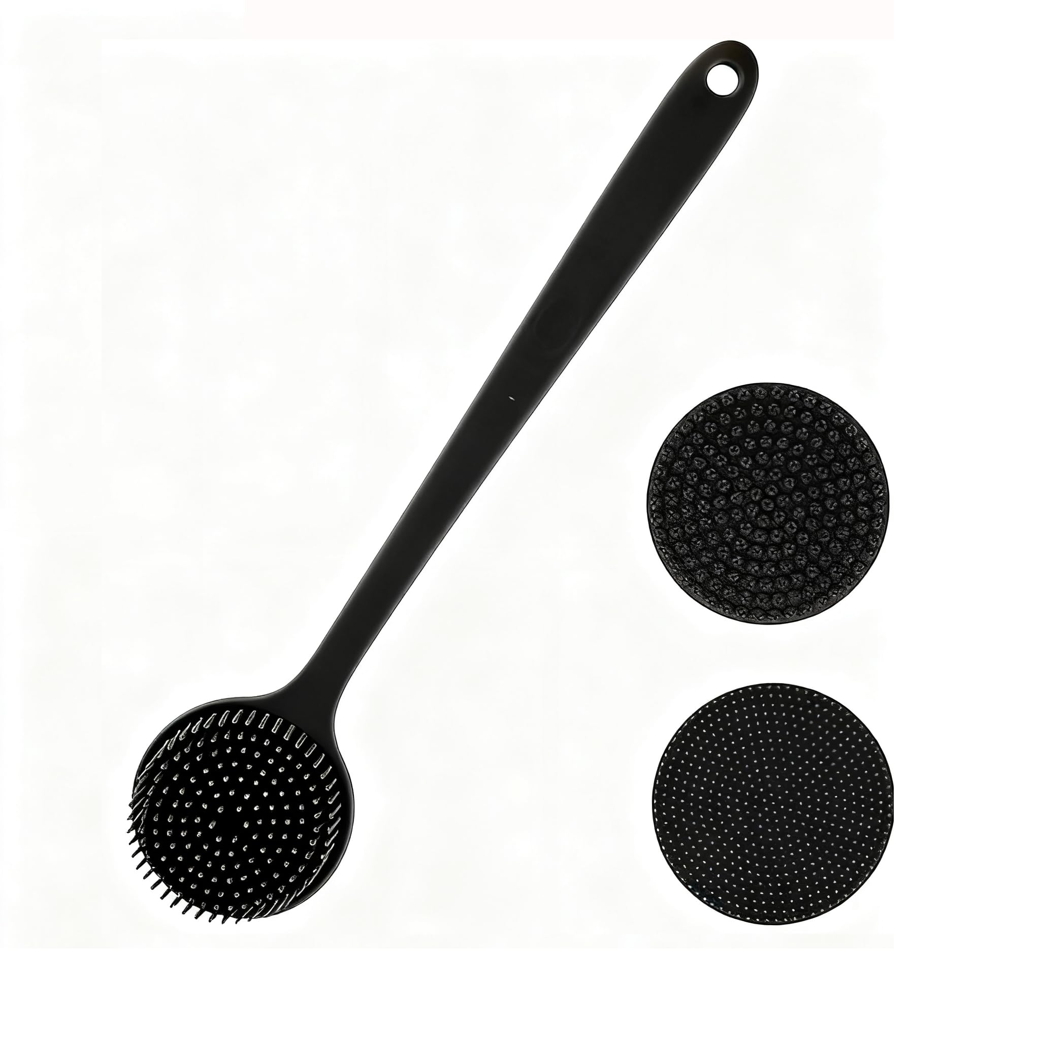 Bukela Silicone Back Scrubber for Shower Bath Body Brush with Long Handle Double Sided Shower Brush for Exfoliating and Massage Can Produce Rich Foam Long Handle Back Scrubber for Men and Women
