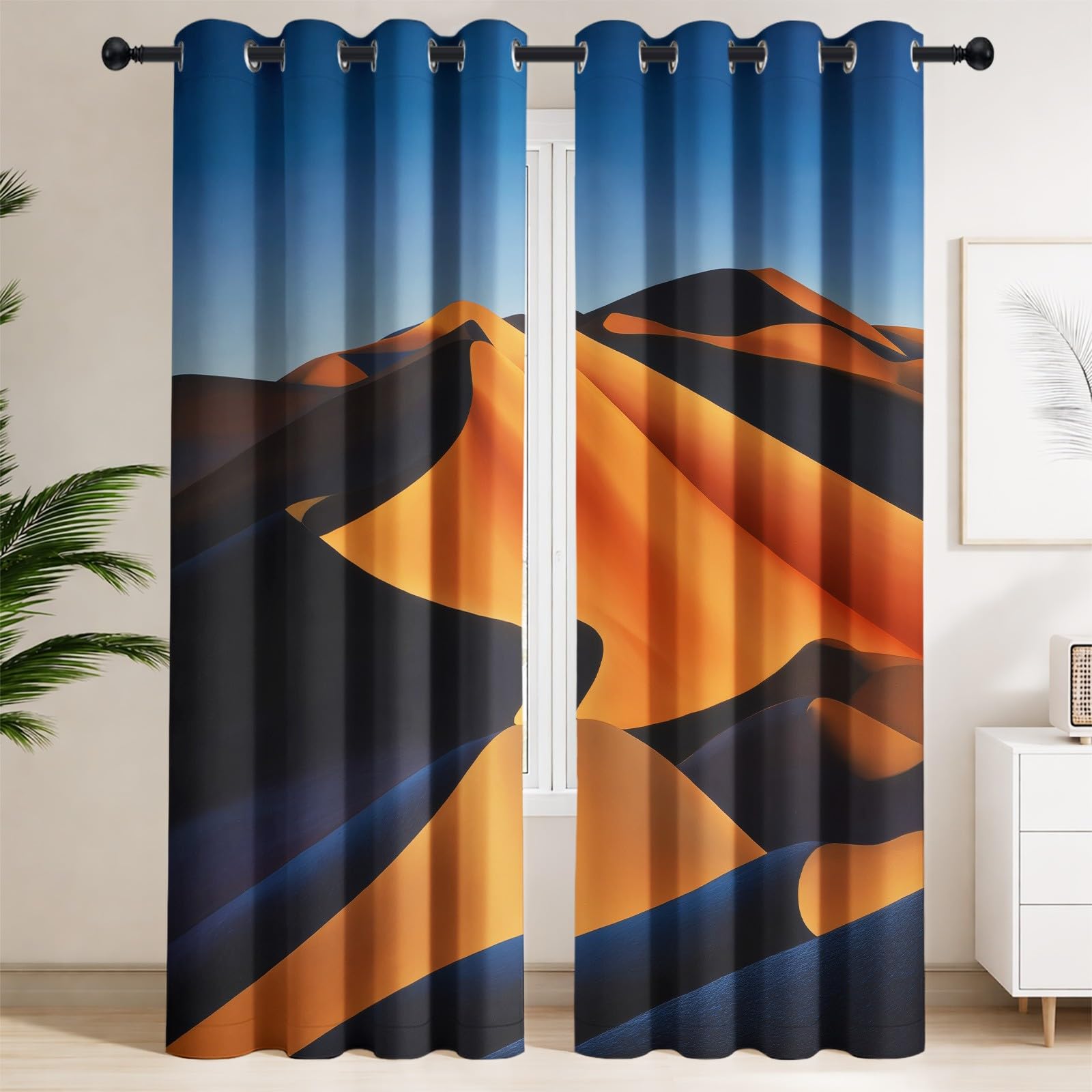 Générique Lot de 2 Naturel Moderne Rideaux à œillets Occultants 117 x 137 CM, Élégant Désert Isolation Thermique Super Doux Rideaux pour Chambre Coucher Salon Cuisine Fenêtre