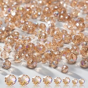 1000Pcs Glass Beads for Jewelry Making, 4/6/8/10mm Bracelet Making Kit